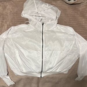 Alo White Hooded Sheer Jacket Sz M